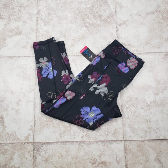 Capri Floral Moisture Wicking Pro Player Leggings Yoga Pants Ladies Sz M Pockets - Picture 1 of 6